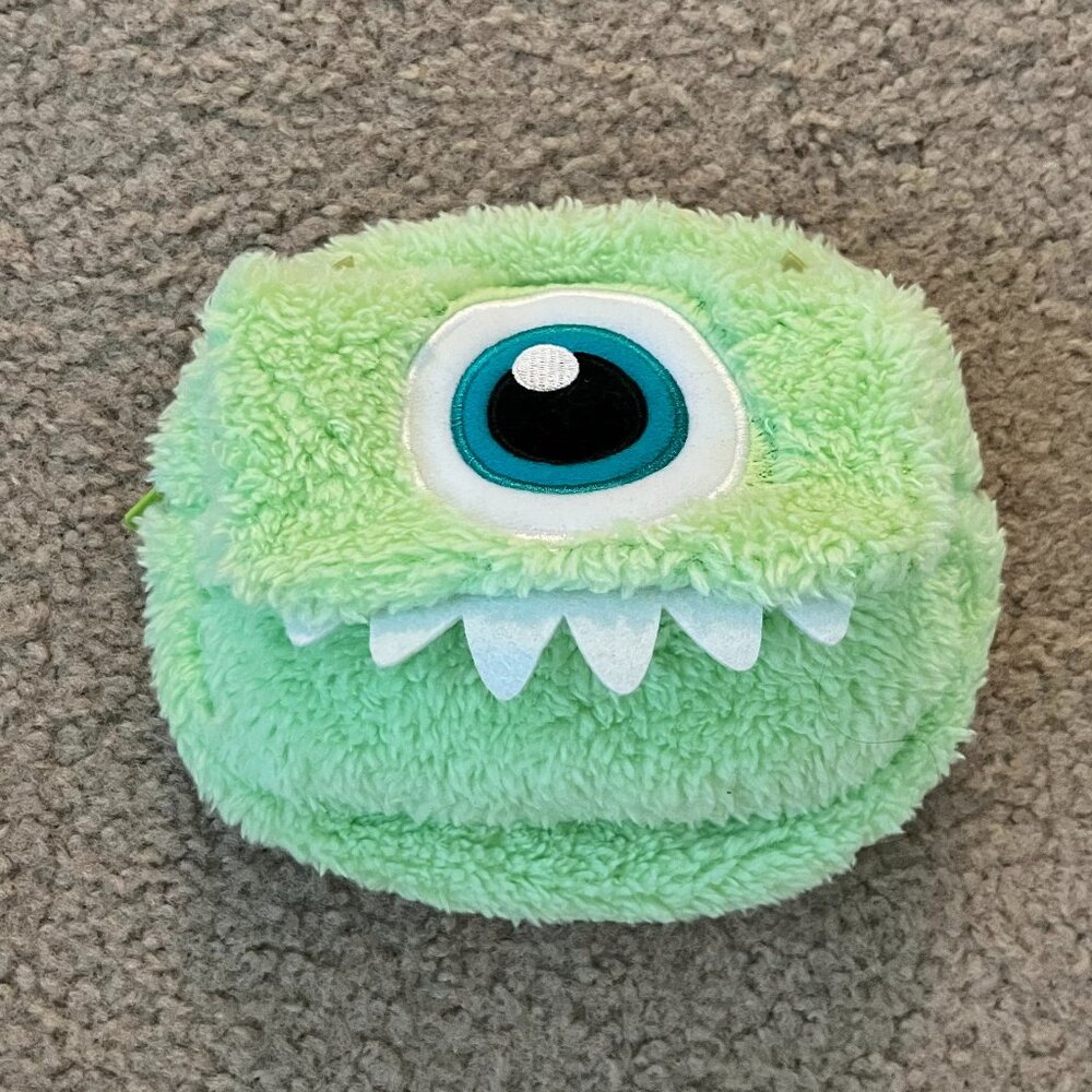 Disney Pixar Mike Wazowski Monsters Inc. Furry Plush Pouch Cosmetic Bag